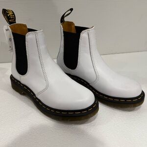 Dr. Martens White and Black Ankle Chelsea Boots Women Size 6